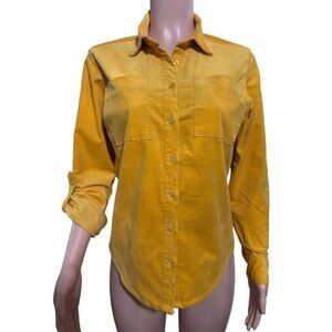 TAXI Yellow 3/4 Sleeve Notched Collar Button Down Shirt